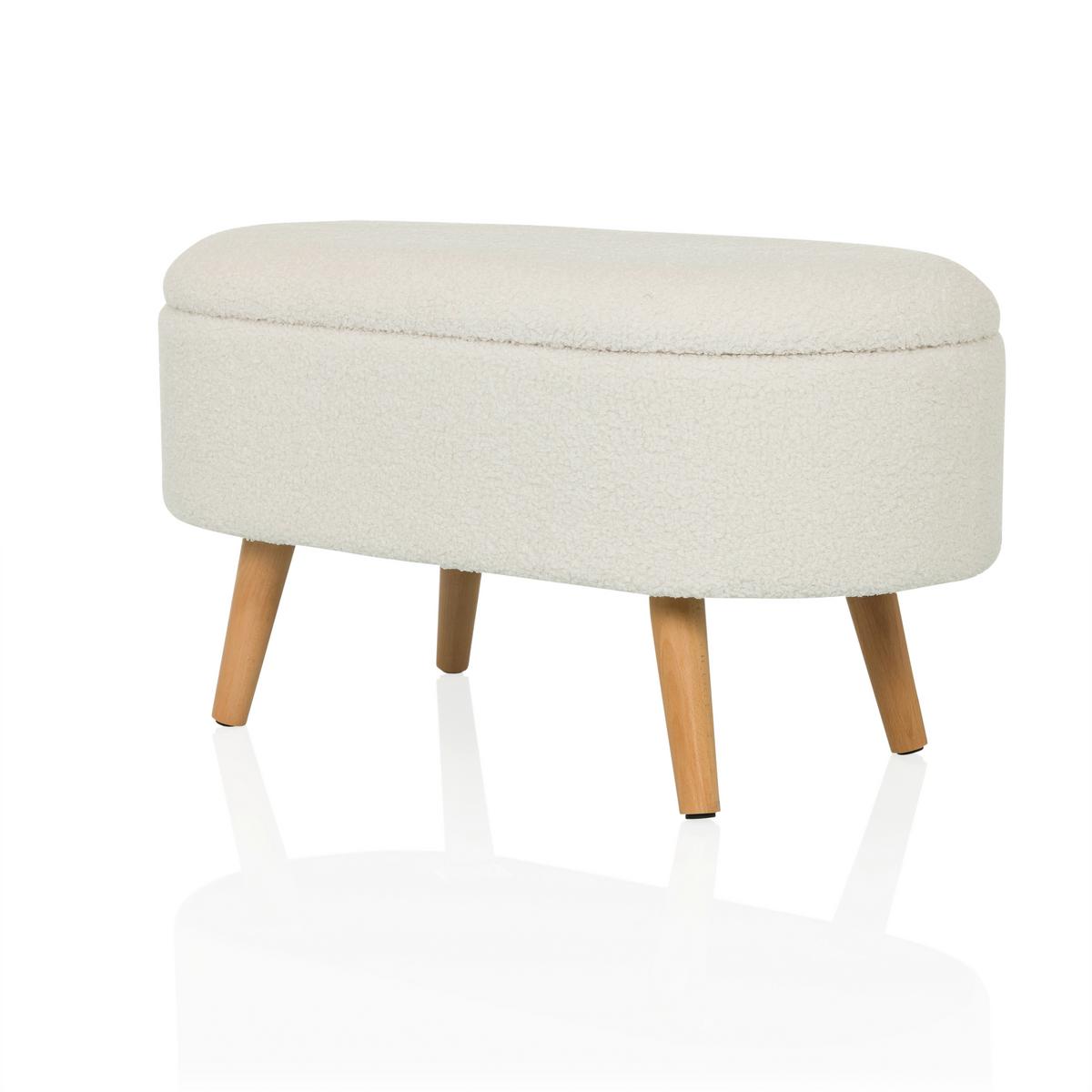 Hocker Storiano Weiß B: 82 Cm - Eichefarben/Weiß, MODERN, Textil (82/43/47cm) - MID.YOU