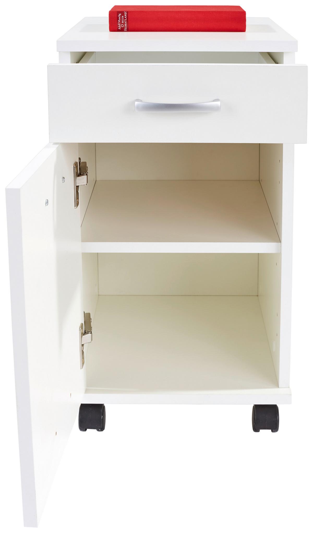 Görgős Konténer Rimini - fehér, Modern, faalapú anyag (33/59,5/38cm)