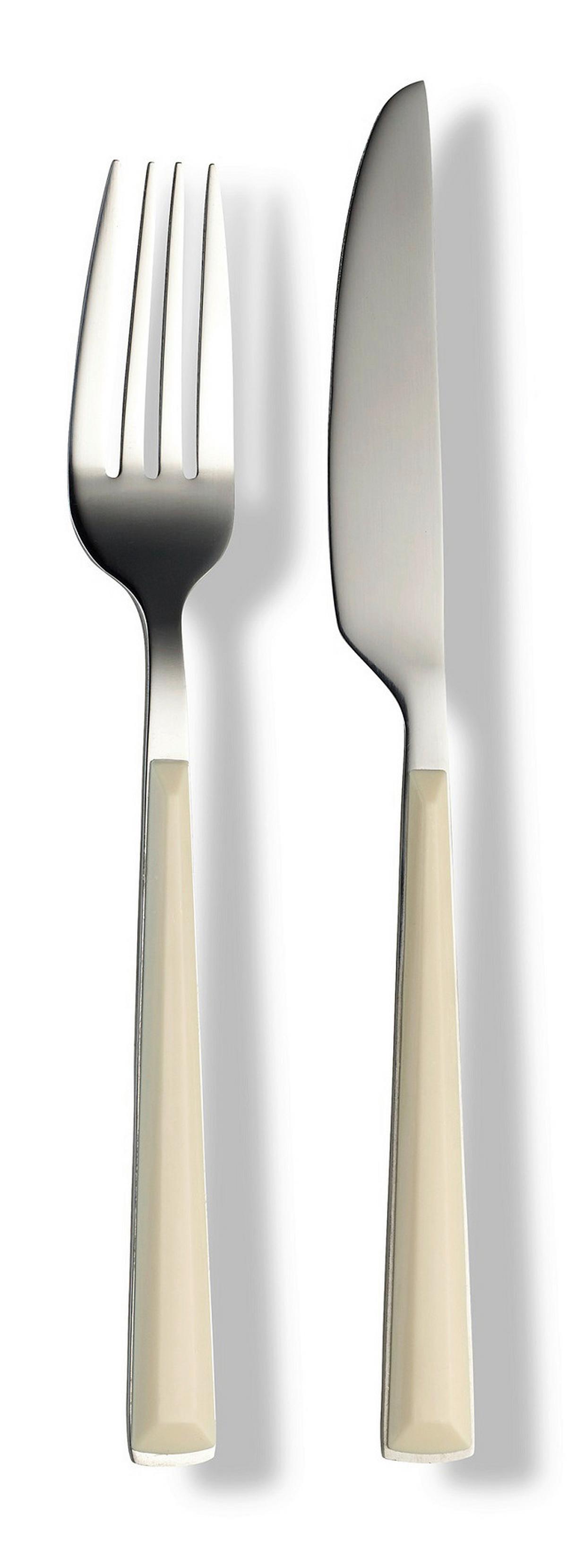Besteckset 16-teilig Für 4 Personen - Silberfarben/Creme, Basics, Metall - Echtwerk