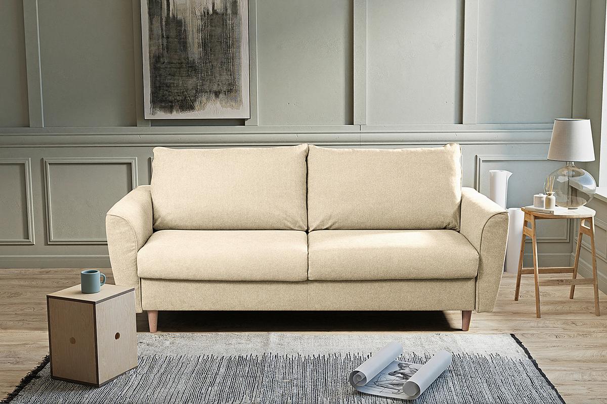 Schlafsofa Winter Creme B: 195 cm - Buchefarben/Creme, Design, Textil (195/90/102cm) - Livetastic
