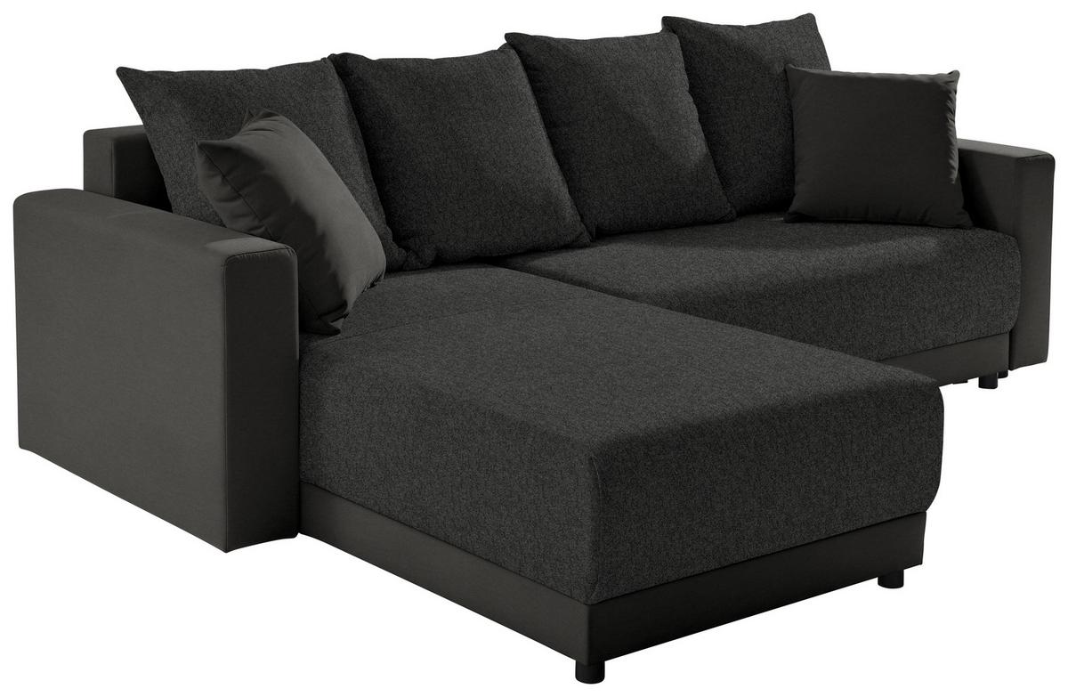 Ecksofa Mit Schlaffunktion Time Dunkelgrau 178x248 Cm - Dunkelgrau/Schwarz, Design, Textil (178/248cm) - MID.YOU