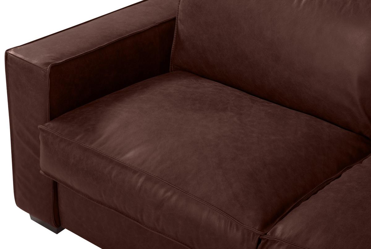 Schlafsofa Texas Braun Anilinleder, B: 203 Cm - Dunkelbraun/Braun, Design, Leder (203/85/99cm) - MID.YOU
