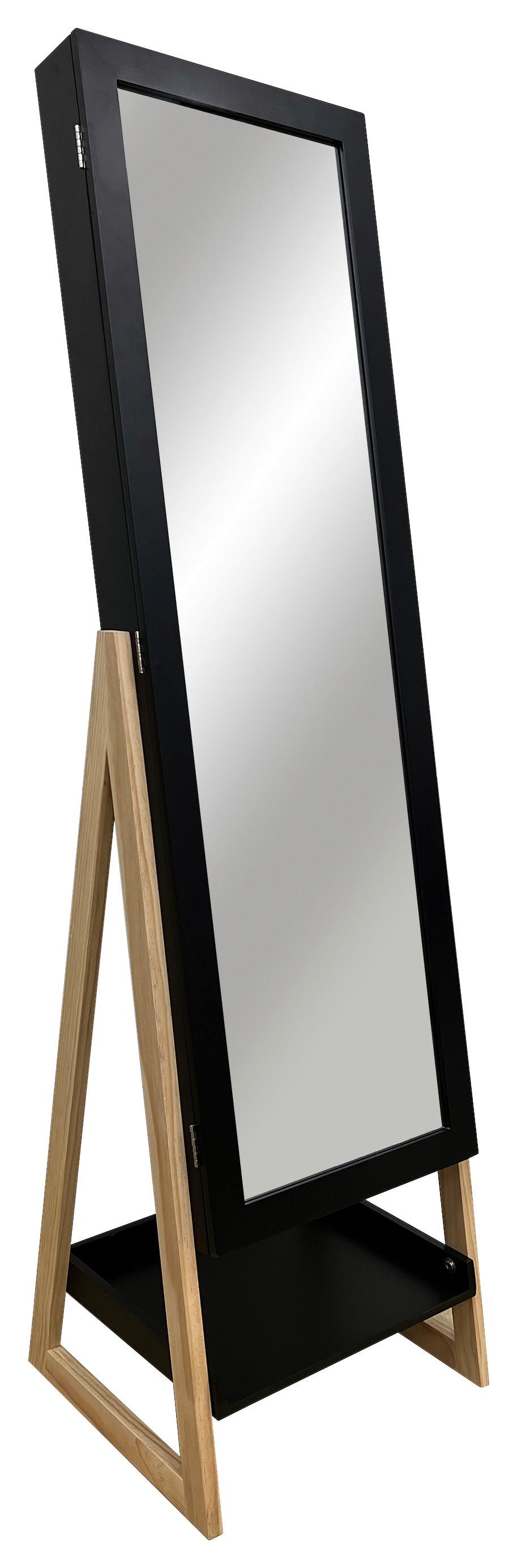 SKRINKA NA ŠPERKY VIOLA -EXKLUSIV- - čierna/prírodná farba, Modern, kov/drevo (42/145/38cm) - Mömax