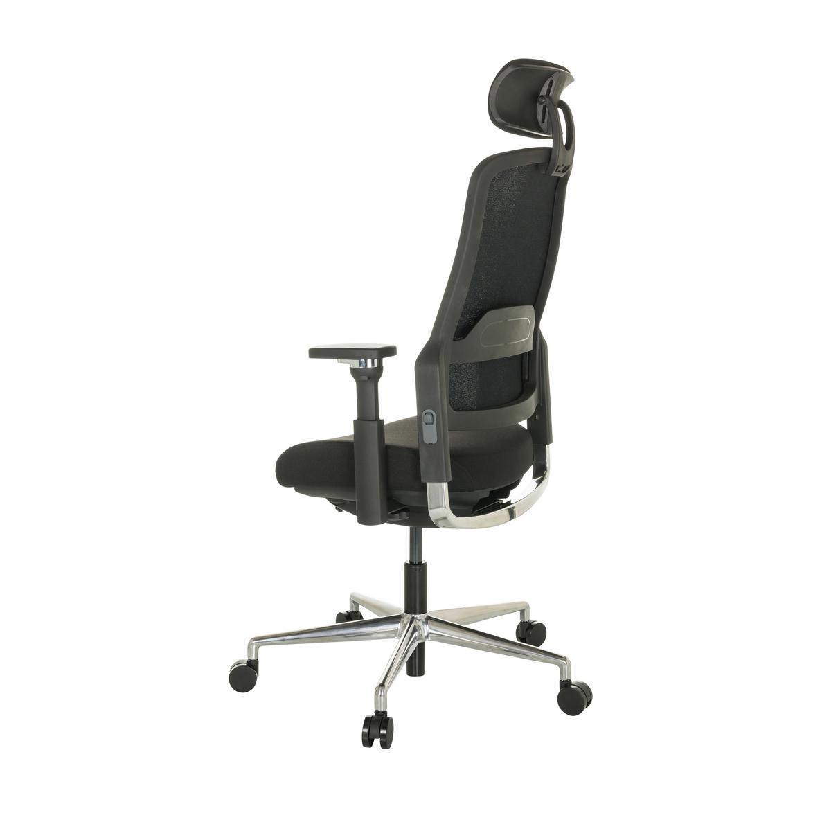 Drehstuhl Teraro Ax - Silberfarben/Schwarz, Basics, Kunststoff/Textil (65/111-126/61cm) - MID.YOU