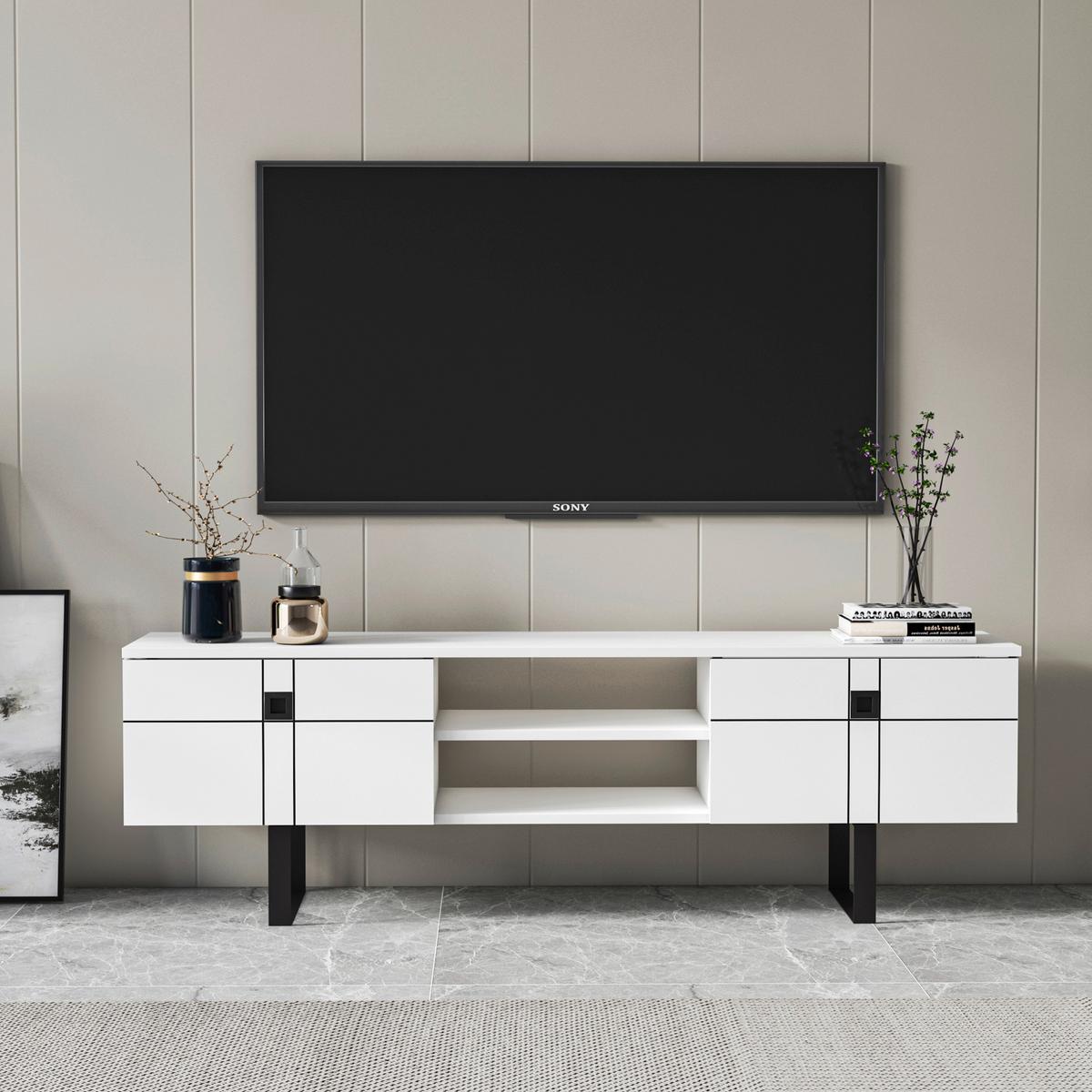 Lowboard Zeus Tv-Schrank - Schwarz/Weiß, Design, Holzwerkstoff (160/50/35cm) - Livetastic
