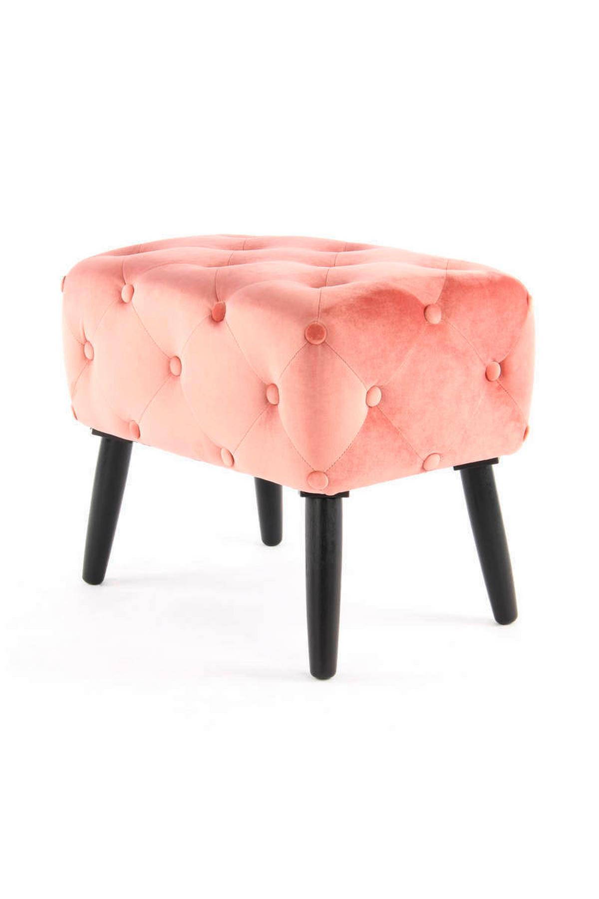 Hocker Samt Rosa/Schwarz Sitz Gepolstert H: 48 cm - Schwarz/Rosa, Basics, Holzwerkstoff/Textil (40/48/60cm) - Kayoom