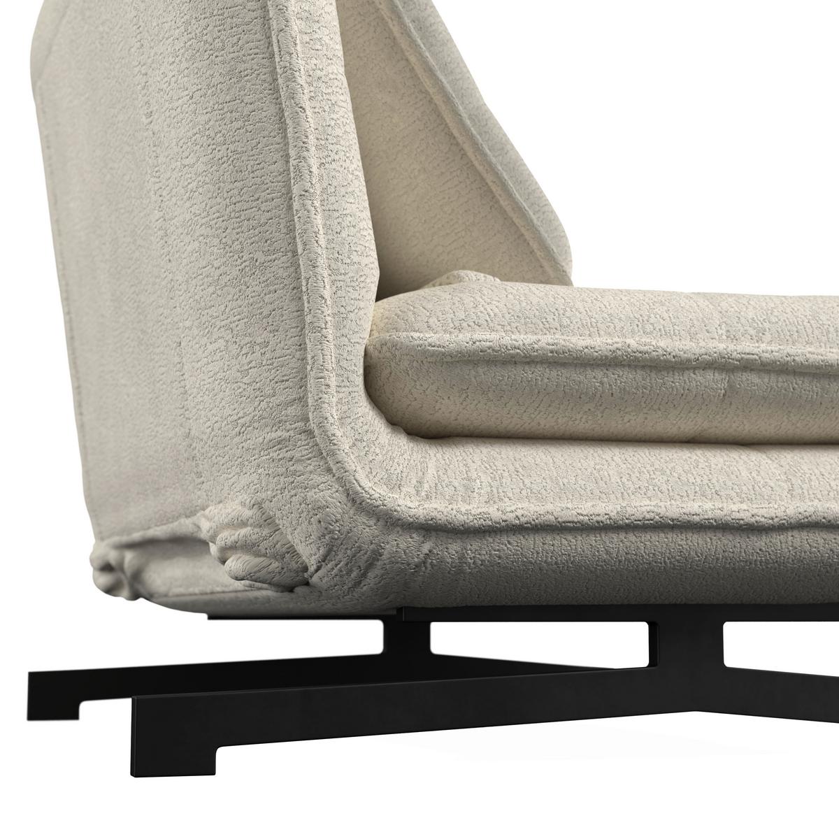 Rozkládací křeslo LUNA, bílé buklé, max.120 kg - bílá/černá, Moderní, kov/textil (92/86/80cm) - Bessagi Home