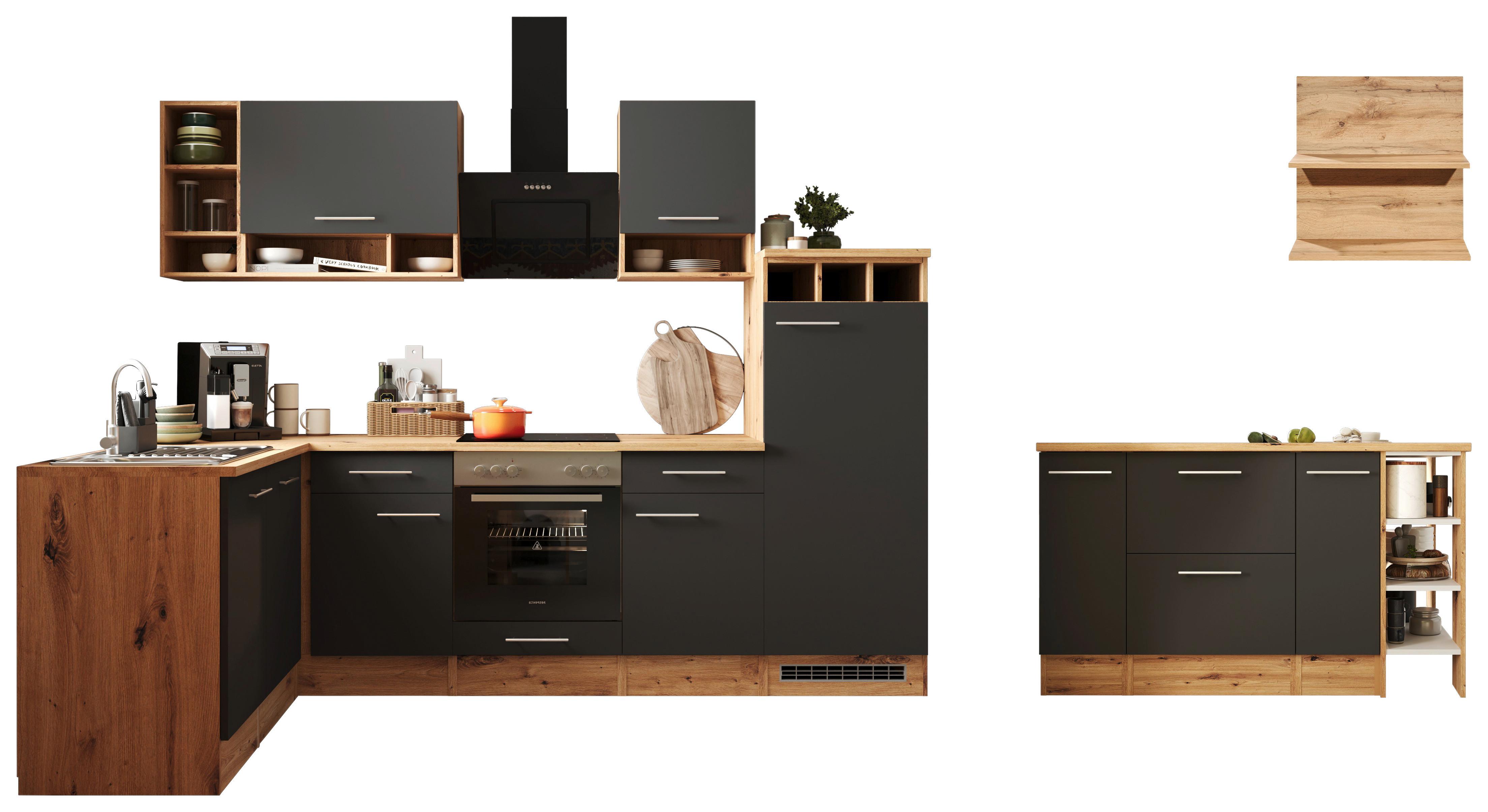 Eckküche Hilde Winkelküche 280 cm - Wildeiche/Grau, Design, Holzwerkstoff (280/172cm) - Respekta