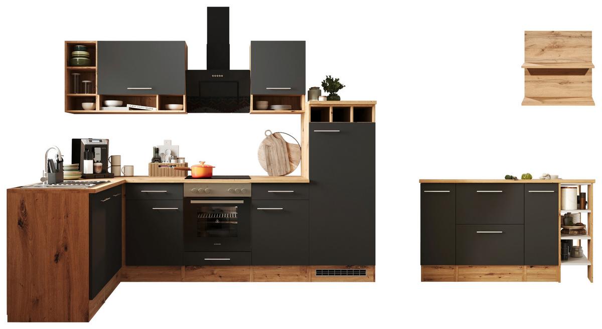 Eckküche Hilde Winkelküche 280 Cm - Wildeiche/Grau, Design, Holzwerkstoff (280/172cm) - Respekta