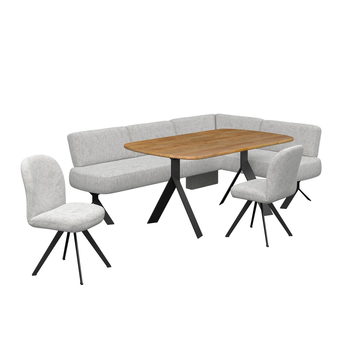 Eckbank hellgrau/Metallbeine Ulmo, S:248x176cm - Hellgrau/Schwarz, MODERN, Textil/Metall (248/176cm)