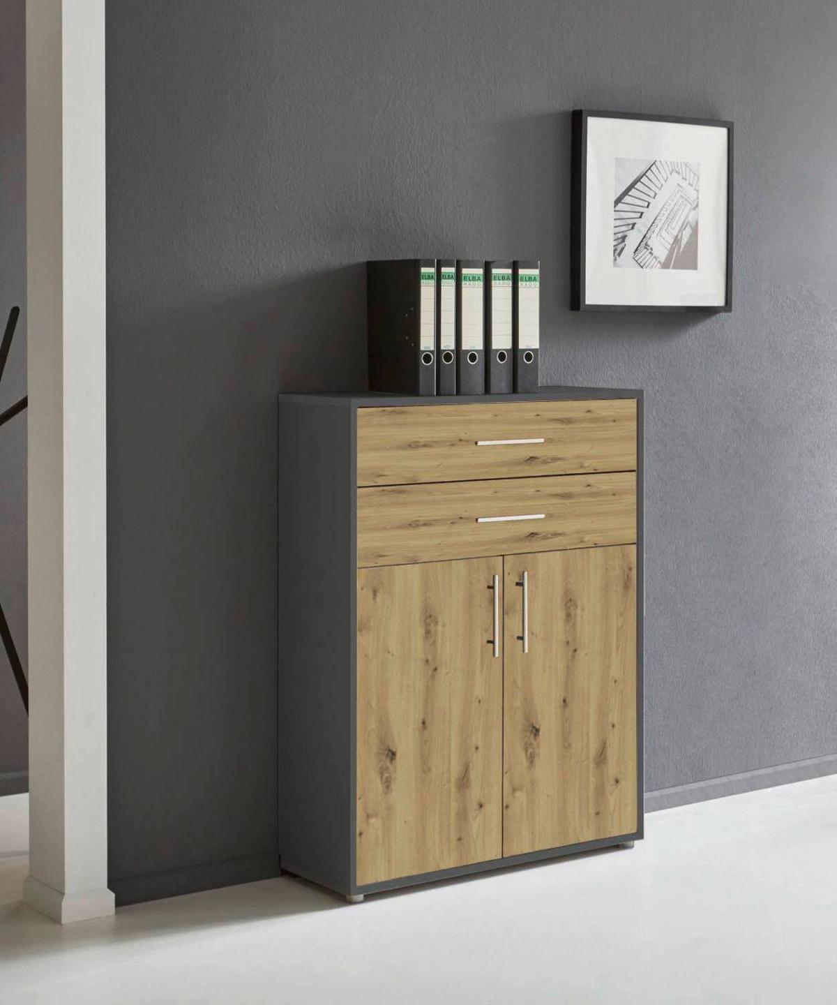 AKTENSCHRANK OFFICE EDITION - Anthrazit/Eiche Artisan, LIFESTYLE, Holzwerkstoff (84,4/113,6/33cm) - MID.YOU