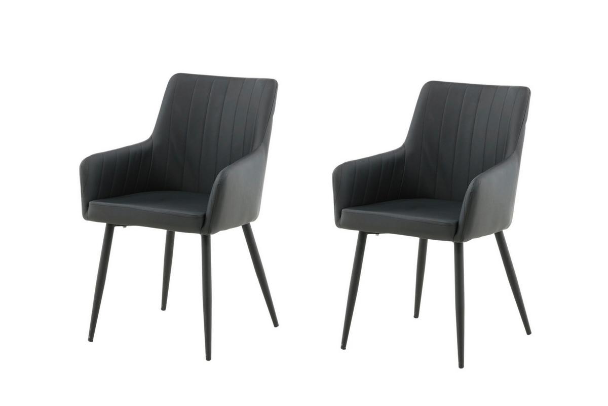 Stuhl-Set Schwarz B: 58 cm - Schwarz, MODERN, Kunststoff/Metall (58/92/61cm) - Livetastic