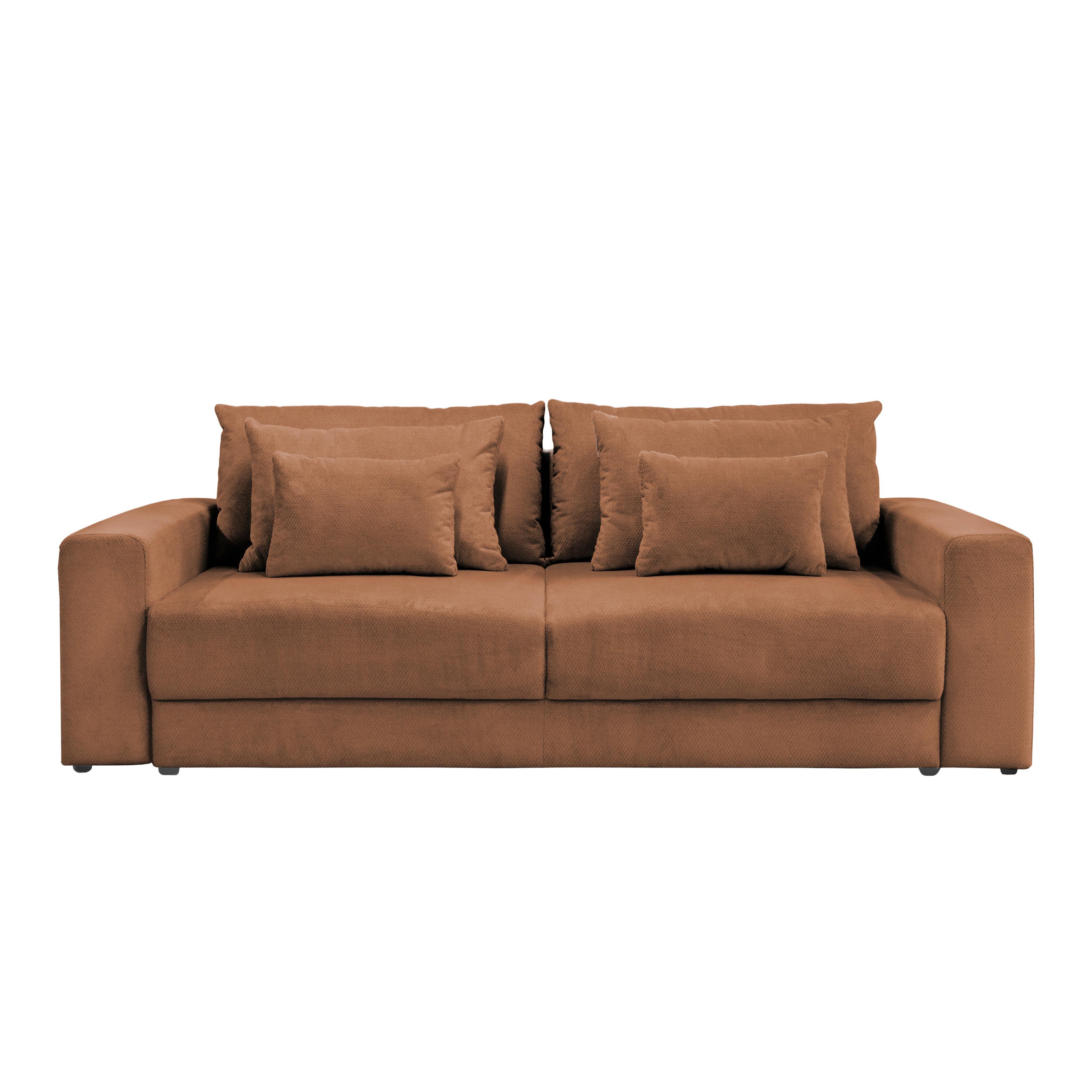 Megasofa Mega Chenille terracotta, B: 255cm - Terracotta/Schwarz, Trend, Textil (255/94/126cm) - Luca Bessoni