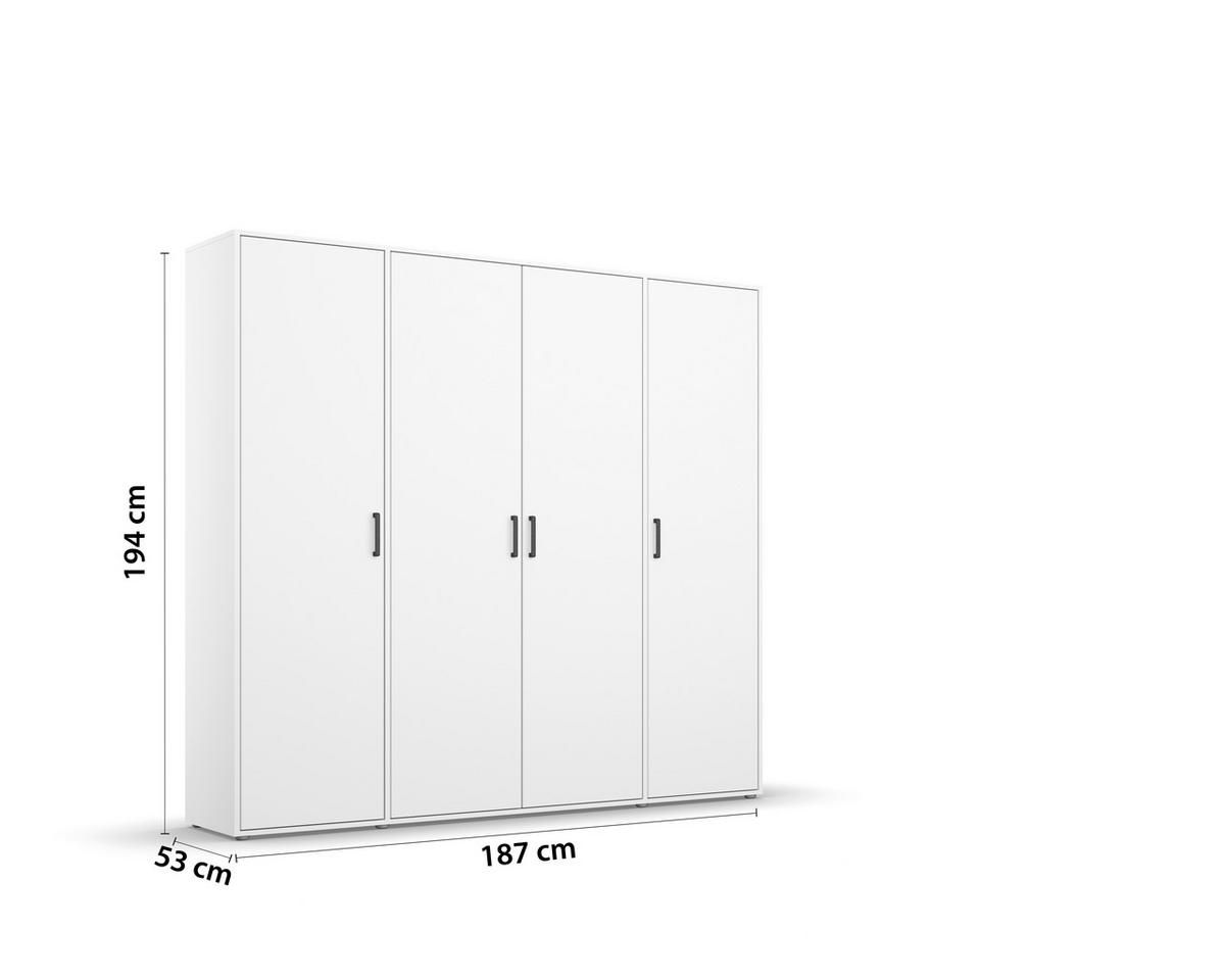 Drehtürenschrank Voyager Weiß B: 187 cm - Weiß, MODERN, Holzwerkstoff (187/194/53cm) - Rauch Möbel