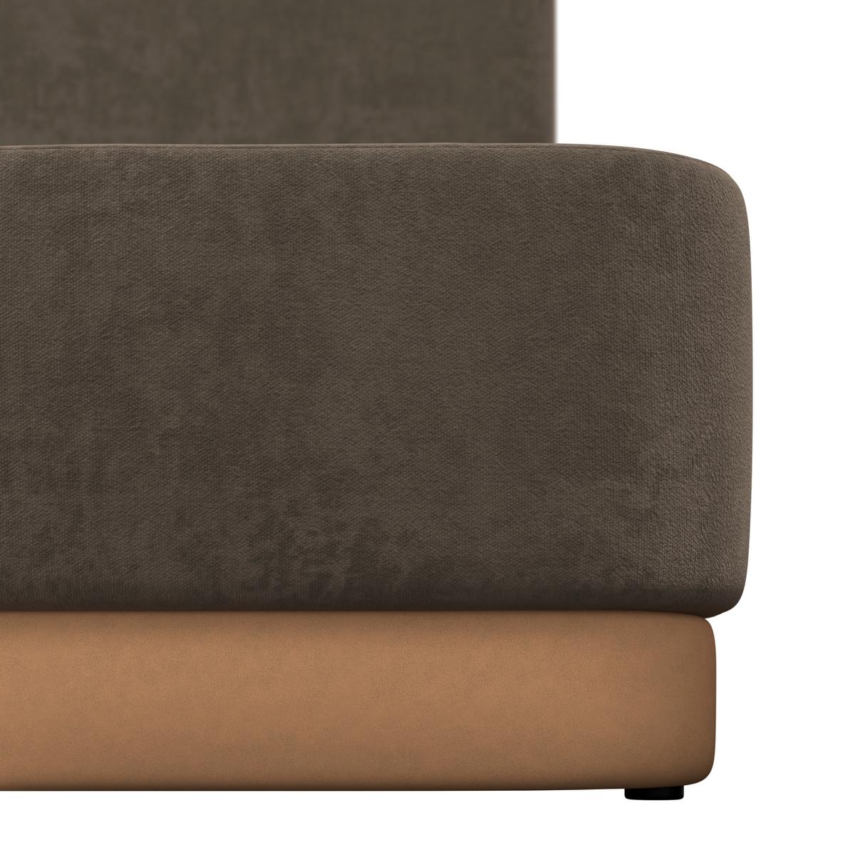 Čalouněná postel JOSEF 160x200 cm, tmavě hnědá - tmavě hnědá/černá, Moderní, kov/dřevo (180/200cm) - Bessagi Home