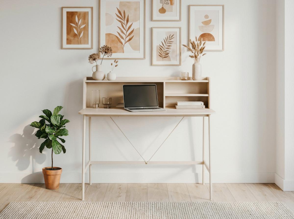 Schreibtisch Kandy Beige L: 115cm - Beige, MODERN, Holzwerkstoff/Metall (115/55/106cm) - MID.YOU