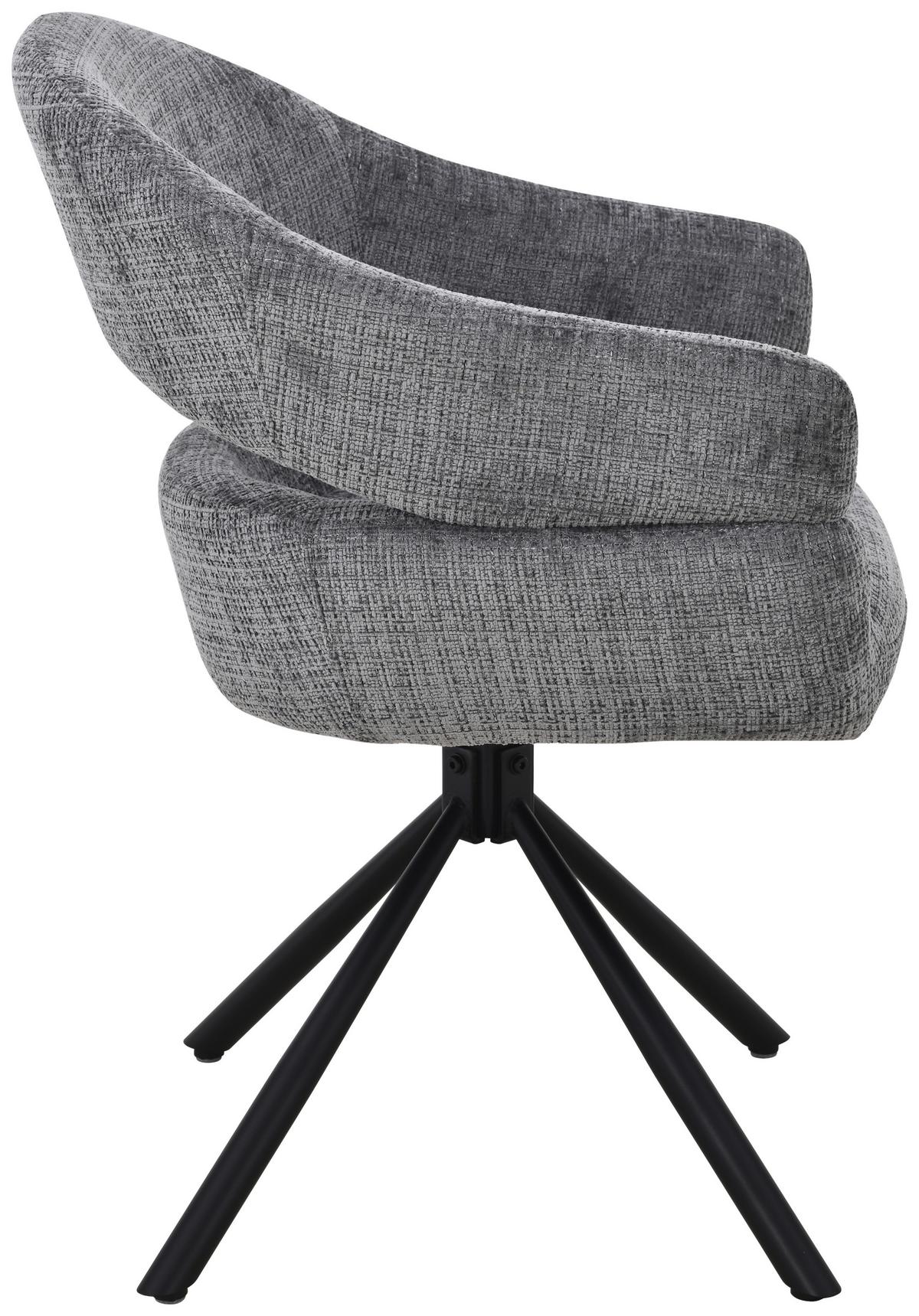 Armlehnstuhl Cleo Grau B: 58 cm - Schwarz/Grau, MODERN, Holz/Textil (58/85/62cm) - Livetastic