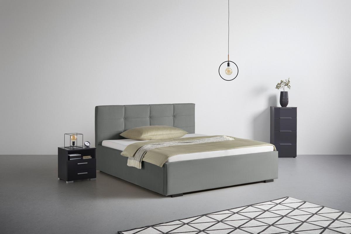 Čalúnená posteľ Nelo 160x200cm, sivá - čierna/sivá, Konventionell, textil/plast (160/200cm)