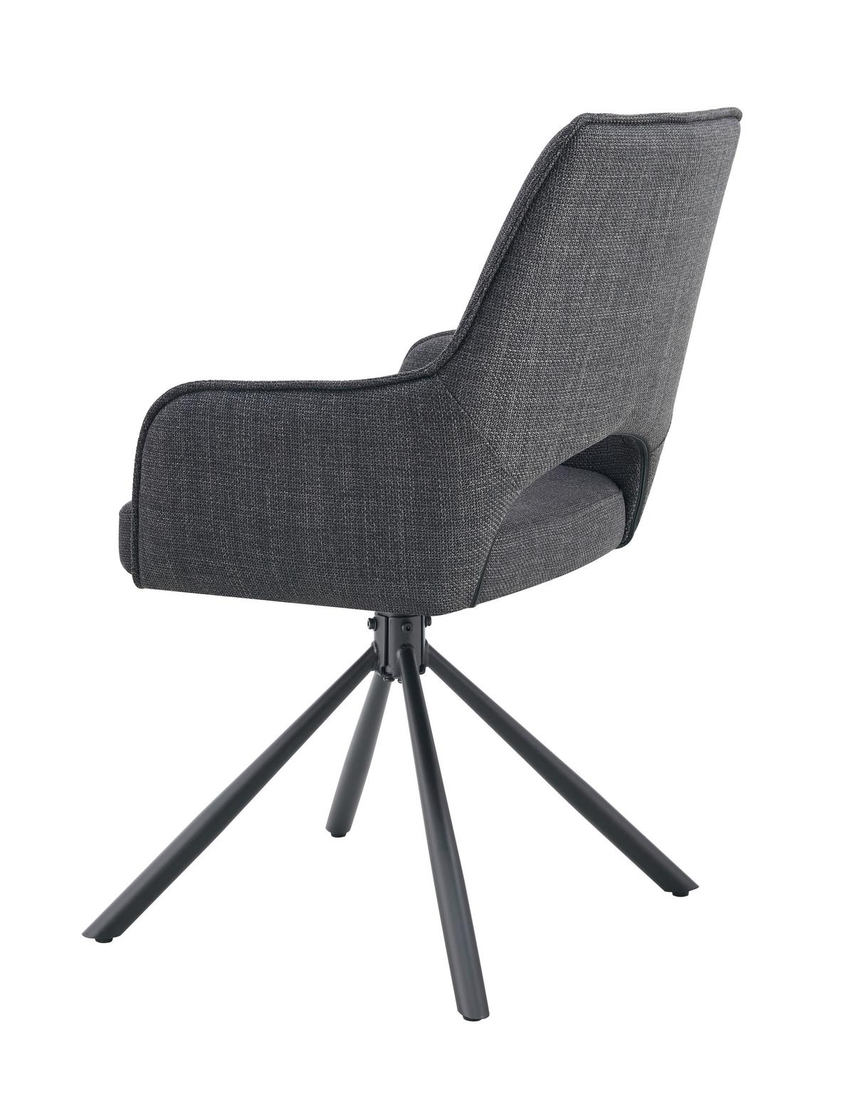 Armlehnstuhl-Set Jana Anthrazit B: 57 cm - Anthrazit, MODERN, Textil/Metall (57/91/64cm) - MID.YOU