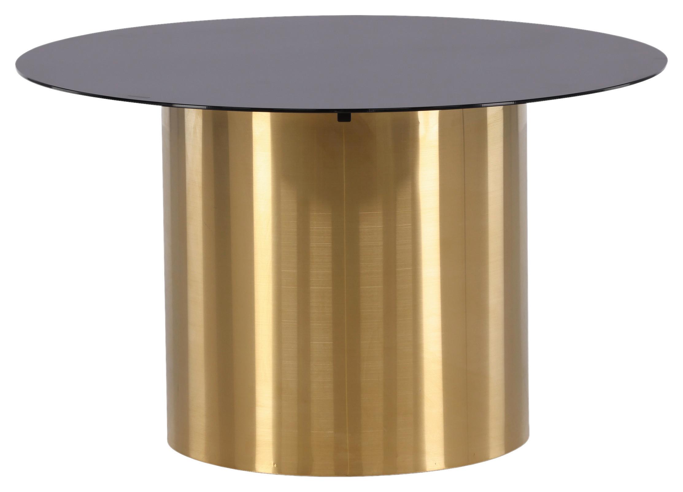 Couchtisch Ystad - Goldfarben/Schwarz, Design, Glas/Metall (80/80/46cm) - Livetastic