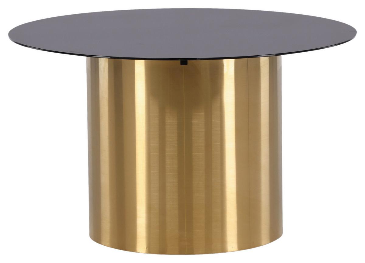 Couchtisch Ystad - Goldfarben/Schwarz, Design, Glas/Metall (80/80/46cm) - Livetastic