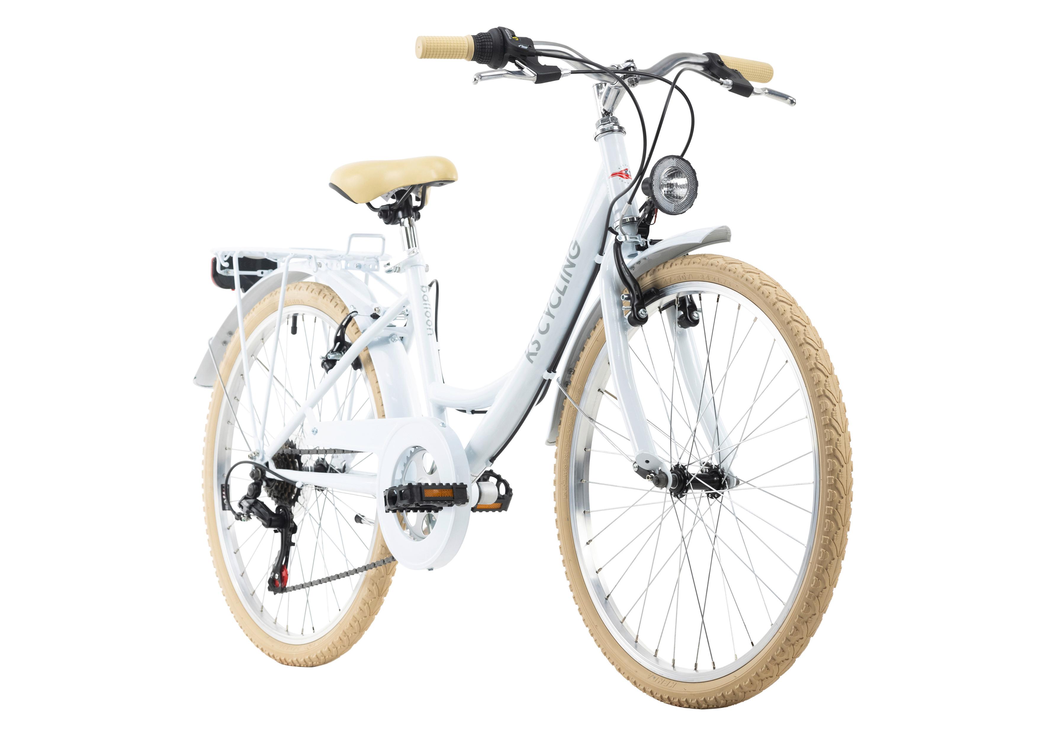 Kinderfahrrad Balloon Weiß Mit Front- U. Rücklicht, 24 Zoll - Weiß, Basics, Metall (25/140/60cm) - KS Cycling