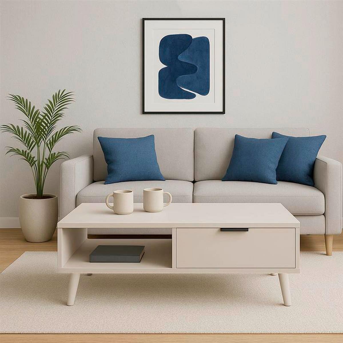 Konferenční stolek Nordic, š: 104 cm - černá/kašmírová, Moderní, kompozitní dřevo/plast (104/31/68cm)