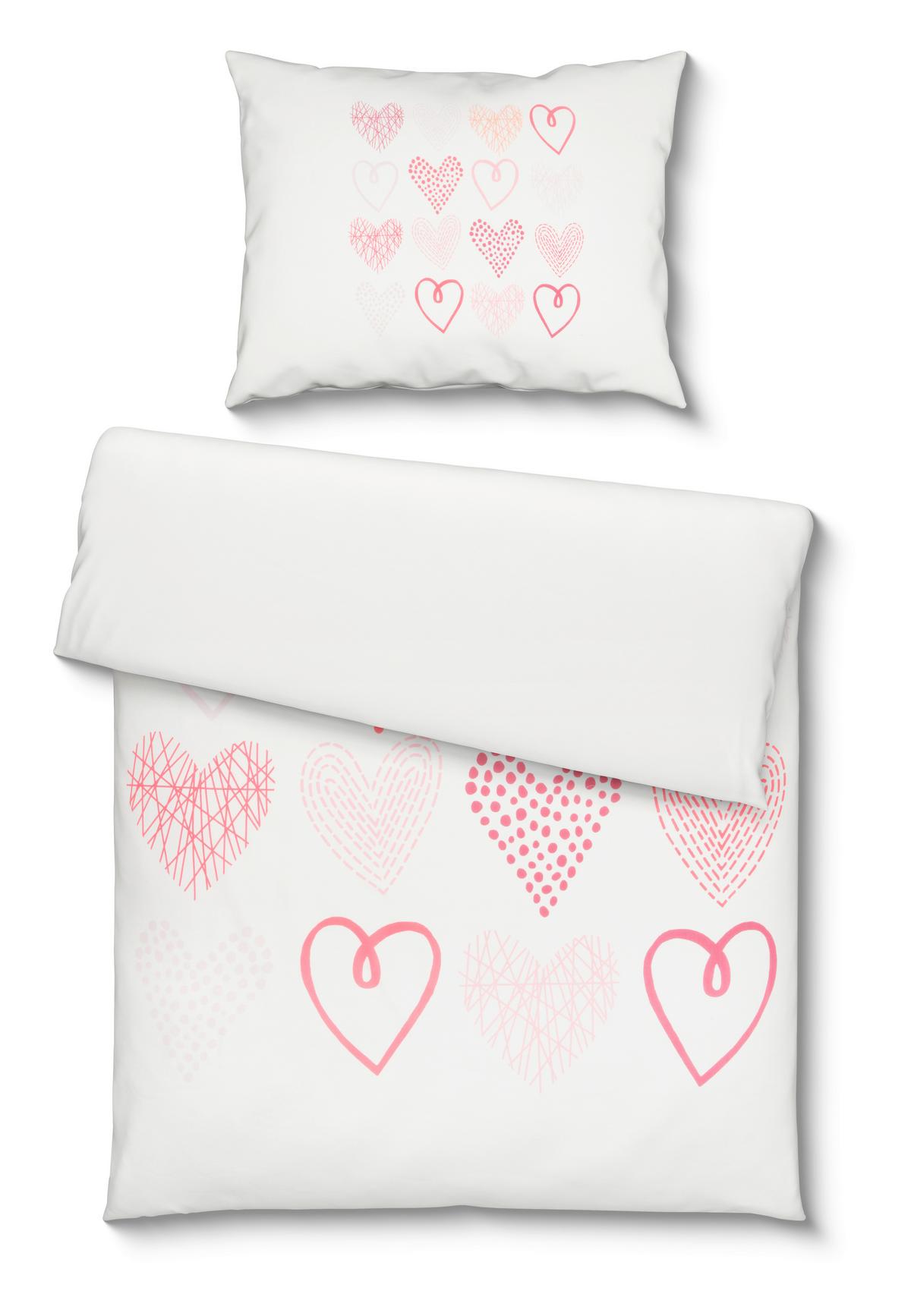 Bettwäsche Hearts - Rot/Weiß, MODERN, Textil - Luca Bessoni