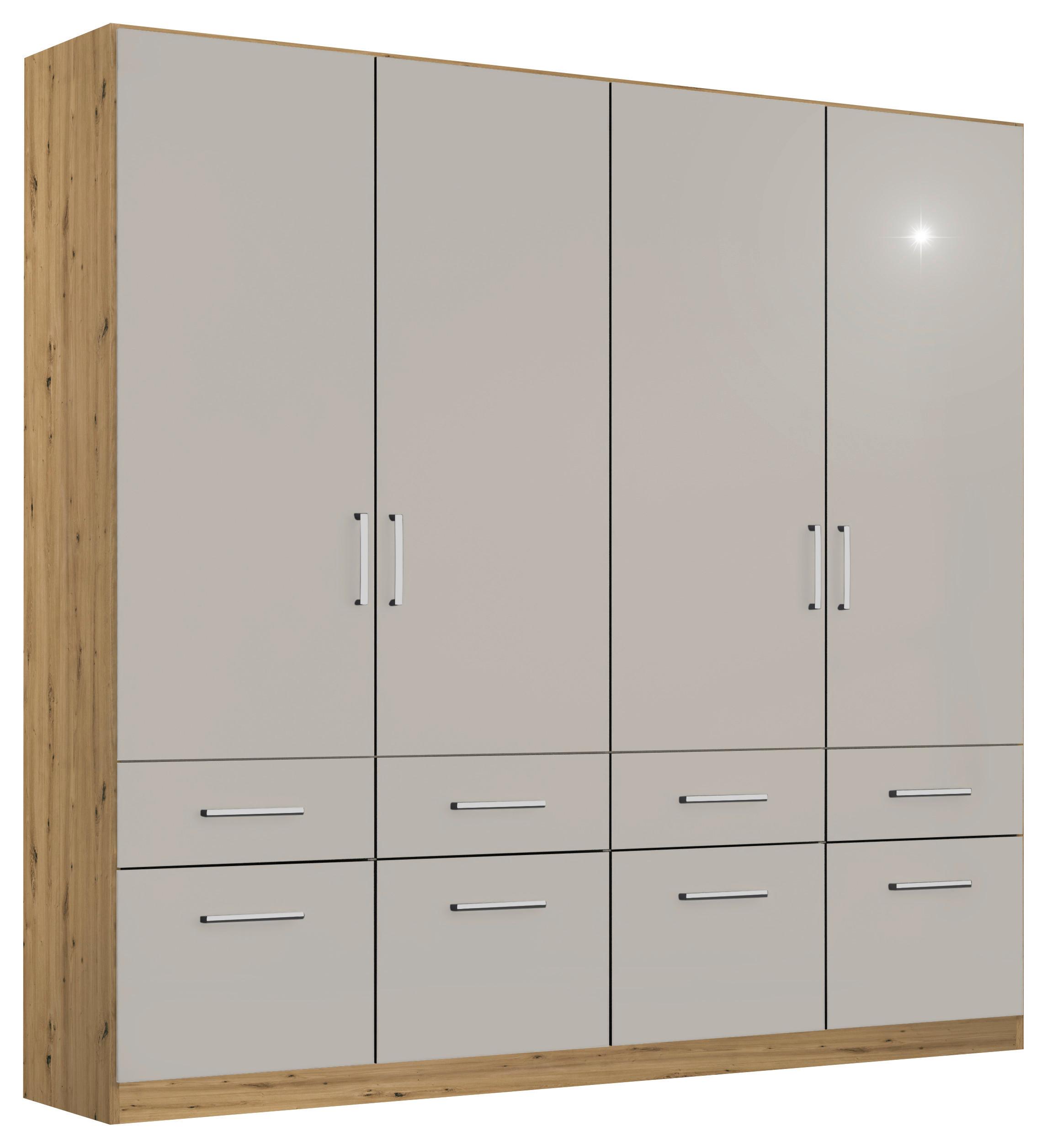 Drehtürenschrank Berlin Eiche Artisan/hellgrau B:181cm - Hellgrau/Eiche Artisan, MODERN, Holzwerkstoff (181/210/54cm) - Rauch Möbel