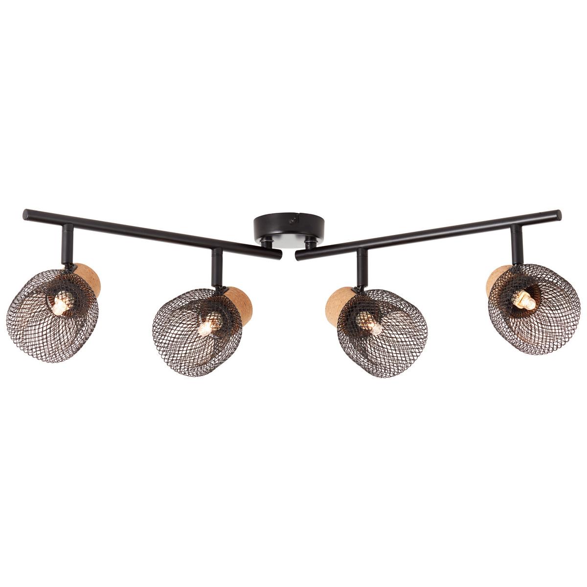 Deckenleuchte Flaka Schwenkbar - Schwarz, Natur, Holz/Metall (16,5/76,5/9cm) - Brilliant