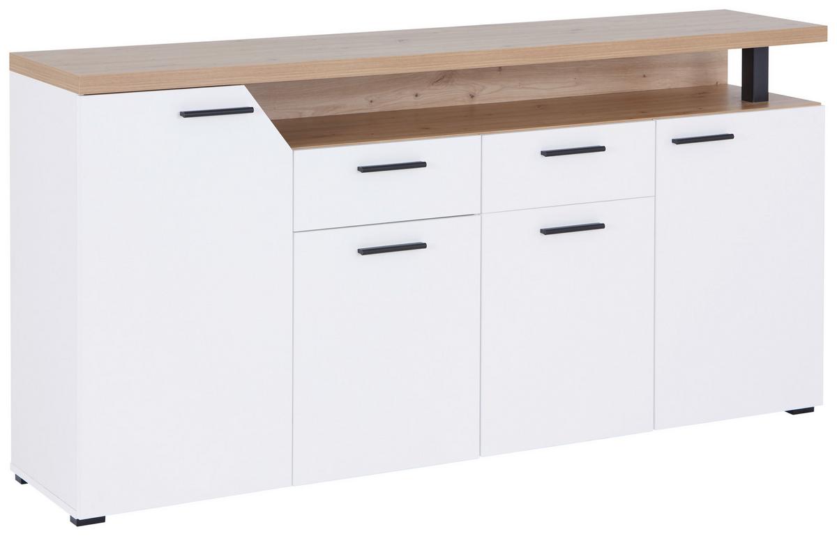KOMODA NICO - bílá/černá, Moderní, kompozitní dřevo/plast (180,5/91,6/40cm)