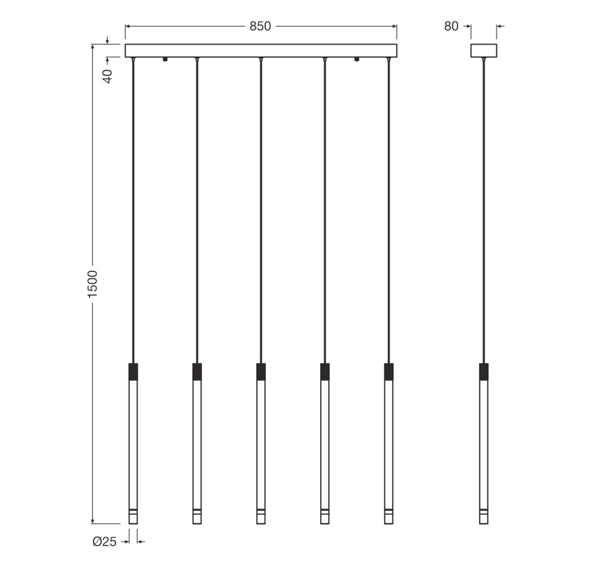 LED-PENDELLEUCHTE 28,5W, LED - Schwarz, Design, Kunststoff/Metall (85/8/150cm) - Osram