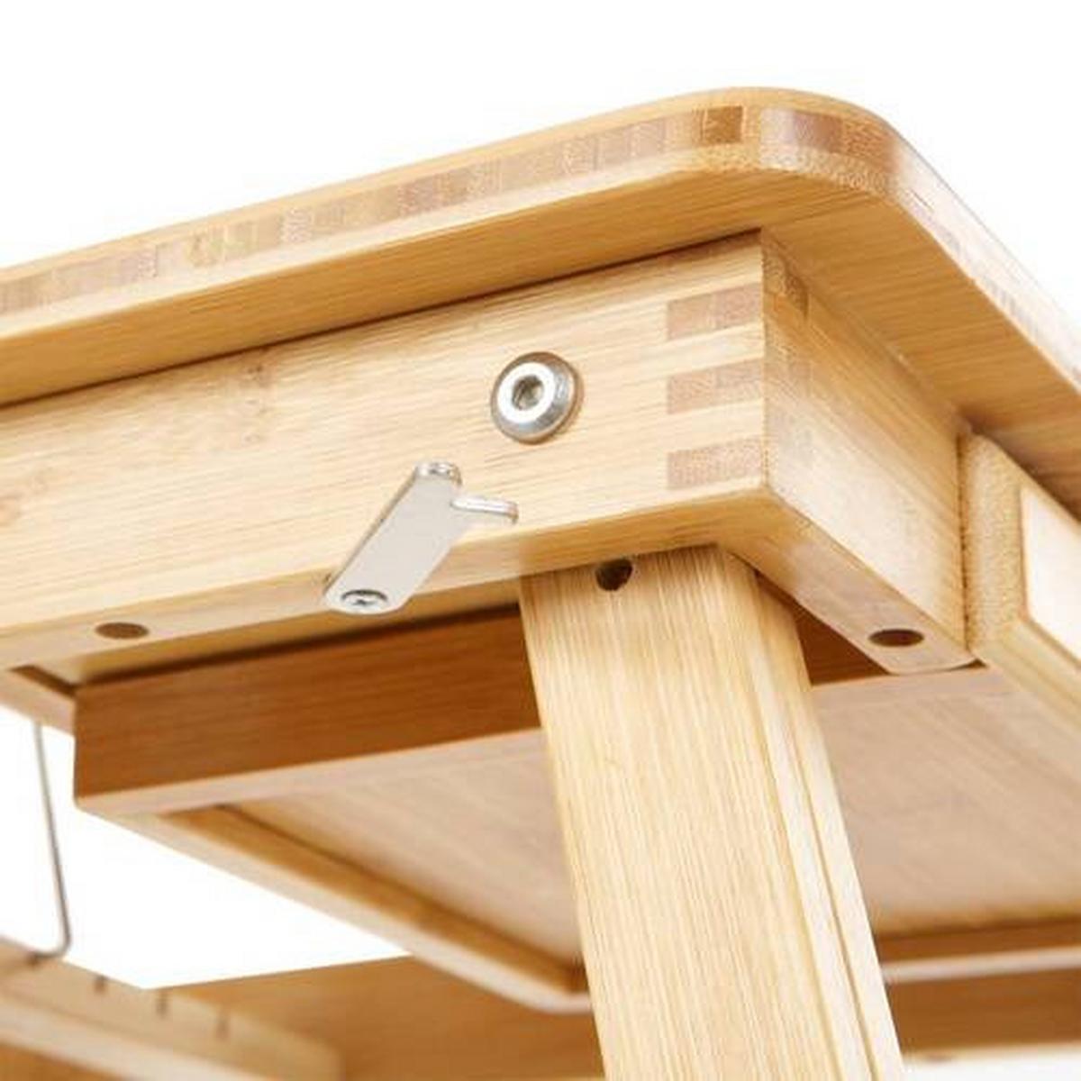 Laptoptisch Bambus mit Lade B: 35 cm, H: 21-29 cm - Hellbraun/Naturfarben, Basics, Holz (66-75/35/21-29cm) - Boxxx