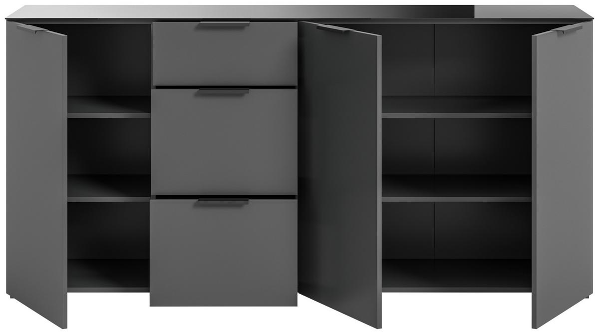 Sideboard Ray Anthrazit B: 179 Cm - Anthrazit, Design, Glas/Holzwerkstoff (179/86/40cm) - Livetastic