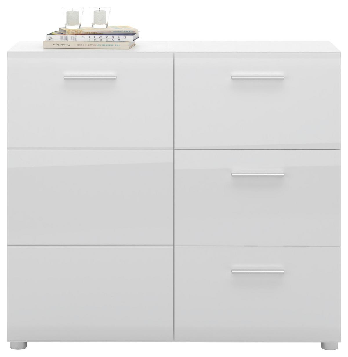 Kommode Merano Weiß B:  95,9 cm - Schwarz, MODERN, Holzwerkstoff (95,9/86/39cm) - Modern Living