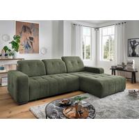 Ecksofa Vicari Dunkelgrün S: 185x292cm - Dunkelgrün/Schwarz, MODERN, Textil (185/292cm) - Livetastic