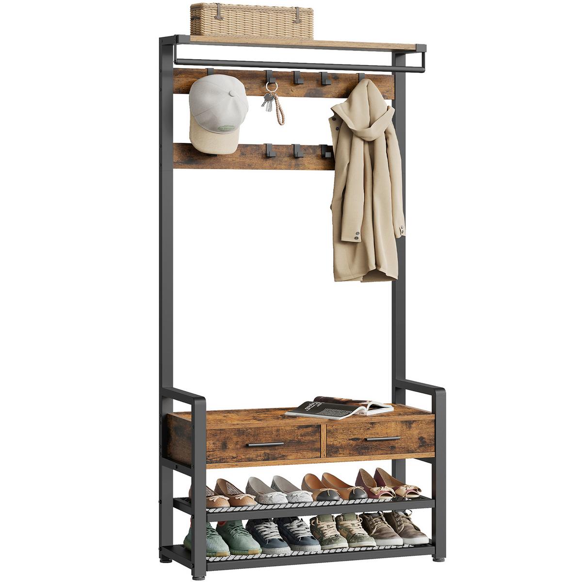 Garderobe Hsr429b01 - Dunkelbraun, Trend, Holzwerkstoff (80.4/181.6/30cm) - MID.YOU