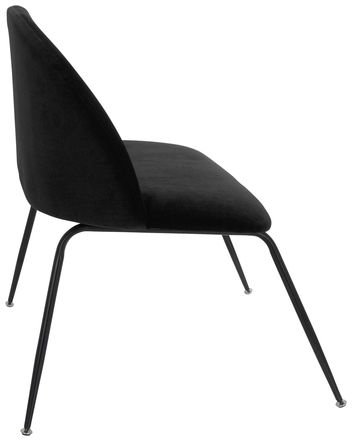 Besucherstuhl Velvo Samt Schwarz Bis 120 Kg - Schwarz, Basics, Textil/Metall (72/80/65cm) - MID.YOU