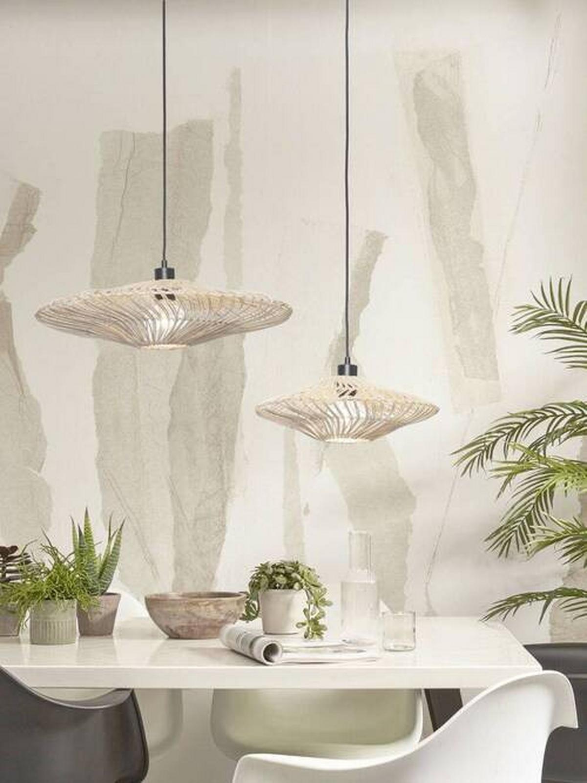 Hängeleuchte Zanzibar/H/4012/W - Weiß, Trend, Naturmaterialien (40/12cm) - Good & Mojo