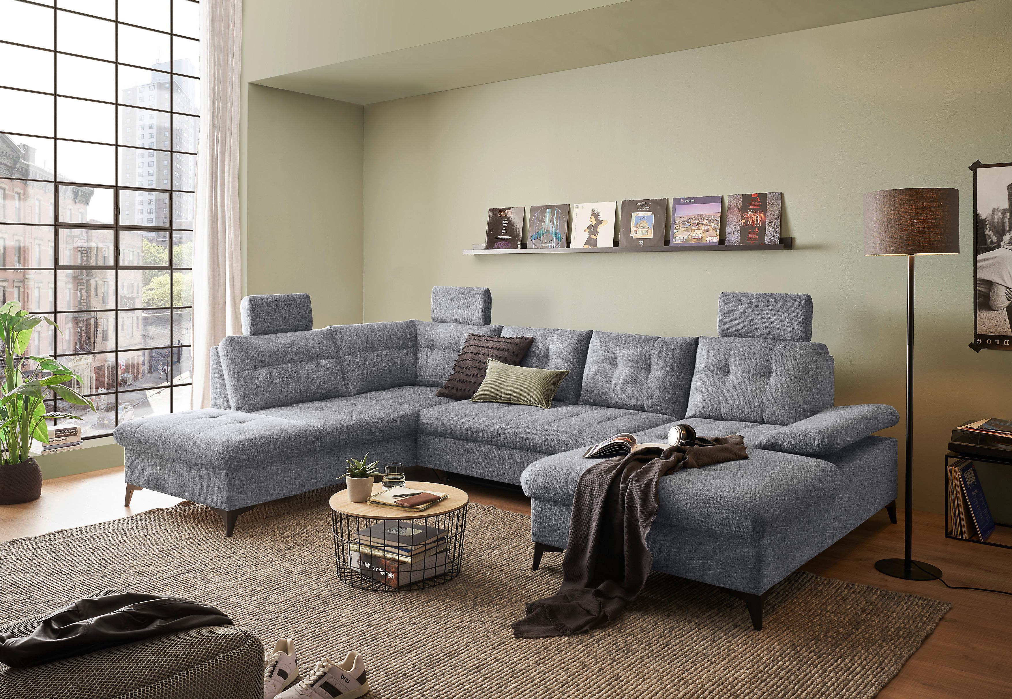 Wohnlandschaft Durban U Grau U: 218/324/170 Cm - Schwarz/Grau, KONVENTIONELL, Textil (218/324/170cm) - MID.YOU