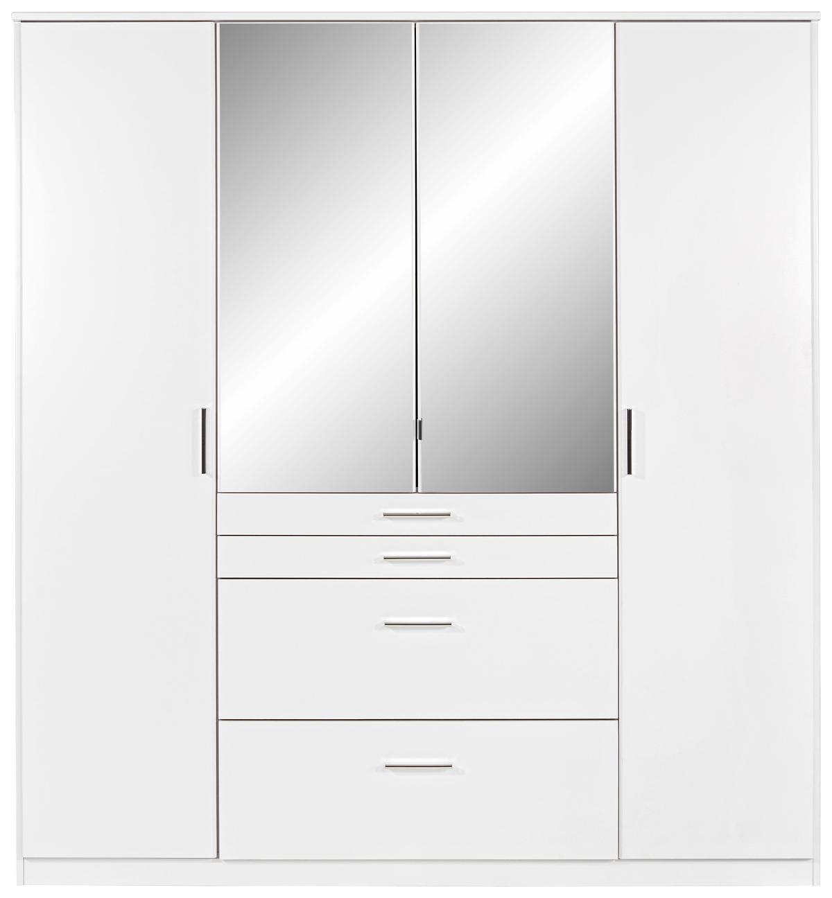 Kleiderschrank Mit Spiegel 180cm Aachen, Alpinweiß - Weiß, KONVENTIONELL, Holzwerkstoff (180/198/58cm)
