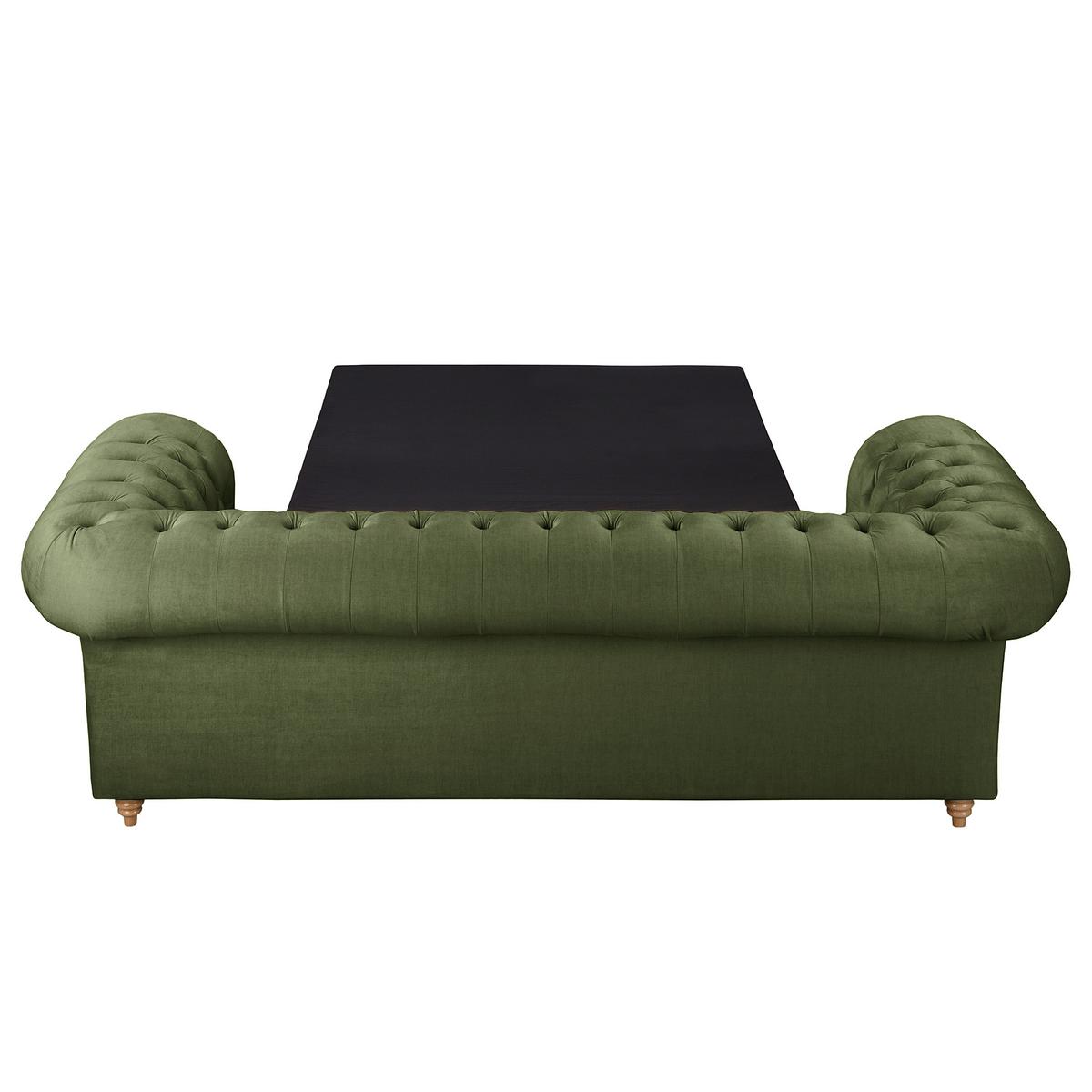 Schlafsofa Laura Dunkelgrün, B: 218cm - Dunkelgrün/Braun, Design, Textil (218/74/91cm) - P & B