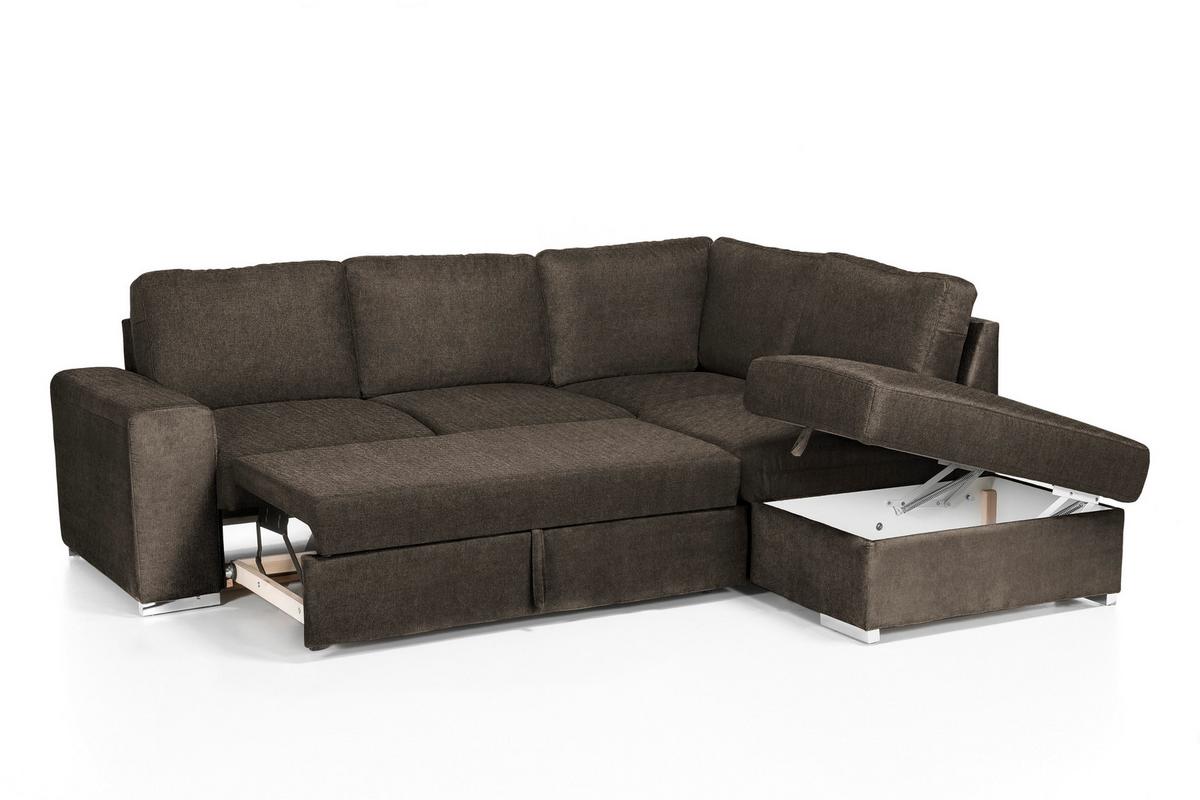 Ecksofa Mit Schlaffunktion Eddi Inkl. Bettkasten Dunkelbraun - Chromfarben/Dunkelbraun, KONVENTIONELL, Textil (248/213cm) - MID.YOU