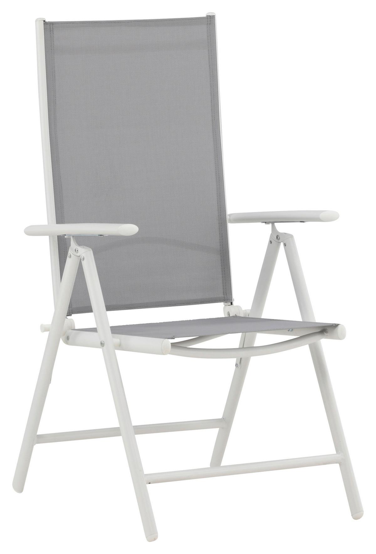Gartensessel-set 2-tlg. Break Metall/textil - Weiß/Grau, KONVENTIONELL, Textil/Metall (55/108/62cm) - Gardenson