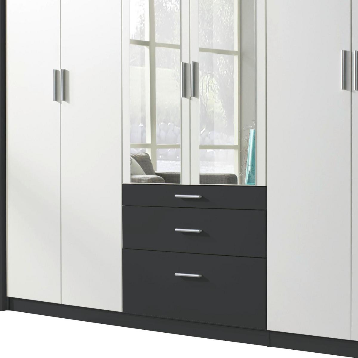 Drehtürenschrank Mit Spiegel + Laden 275cm Hildesheim, Weiß - Klar/Weiß, Design, Glas/Holzwerkstoff (275/231/56cm) - Rauch Möbel