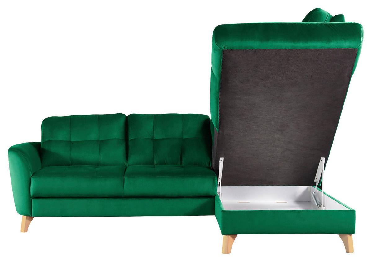 Ecksofa Nordic Dunkelgrün S: 236x190 cm - Dunkelgrün/Buchefarben, Design, Textil (236/190cm) - Livetastic