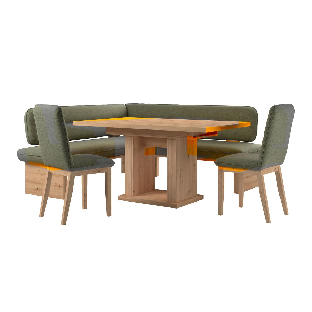 Eckbank Beluna Ii Webstoff Grün, B: 170cm - Eichefarben/Grün, KONVENTIONELL, Holz/Textil (170/212cm) - James Wood