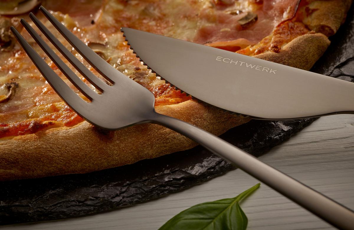 Pizzabesteckset 8-Teilig für 4 Personen - Schwarz, Basics, Metall (23cm) - Echtwerk
