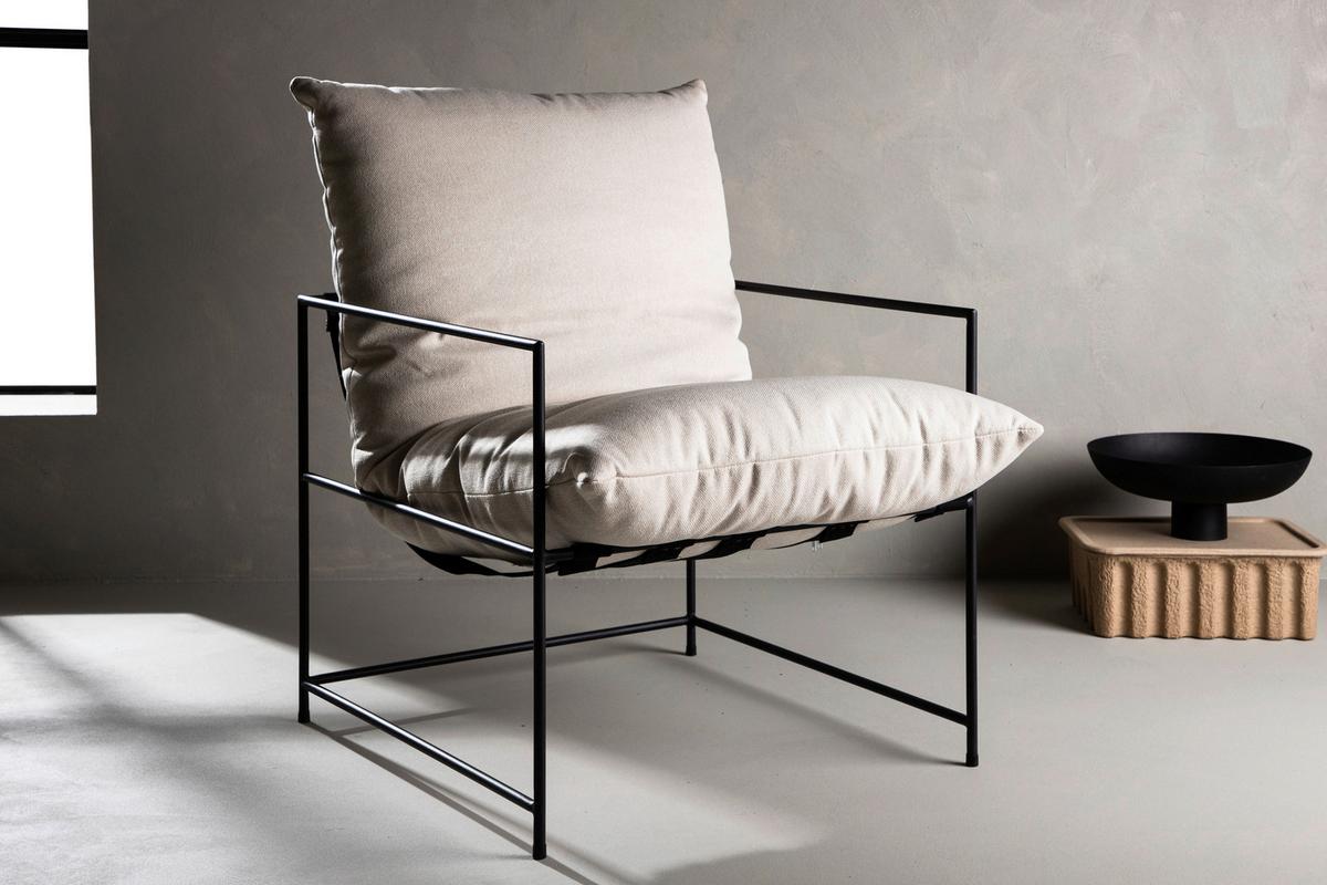 Sessel Sedalia - Weiß, Design, Textil/Metall (68.5/97.5/90cm) - Livetastic