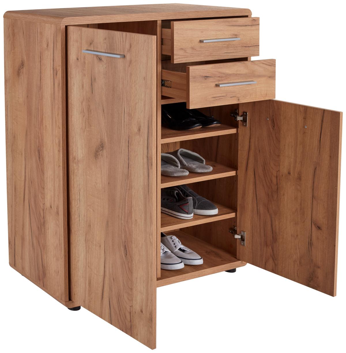 Schuhschrank Fontana Kraft Eiche Dekor B: 89,2 Cm - Eichefarben/Schwarz, MODERN, Holzwerkstoff (89,2/111/40cm)